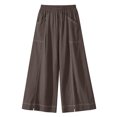 thumbnail image 4 of Edvintorg Wide Leg Pants For Women Lightweight Elastic Waisted Baggy Casual Palazzo Trousers With Pockets Plus Size Flowy Pants Women Brown XL, 4 of 8