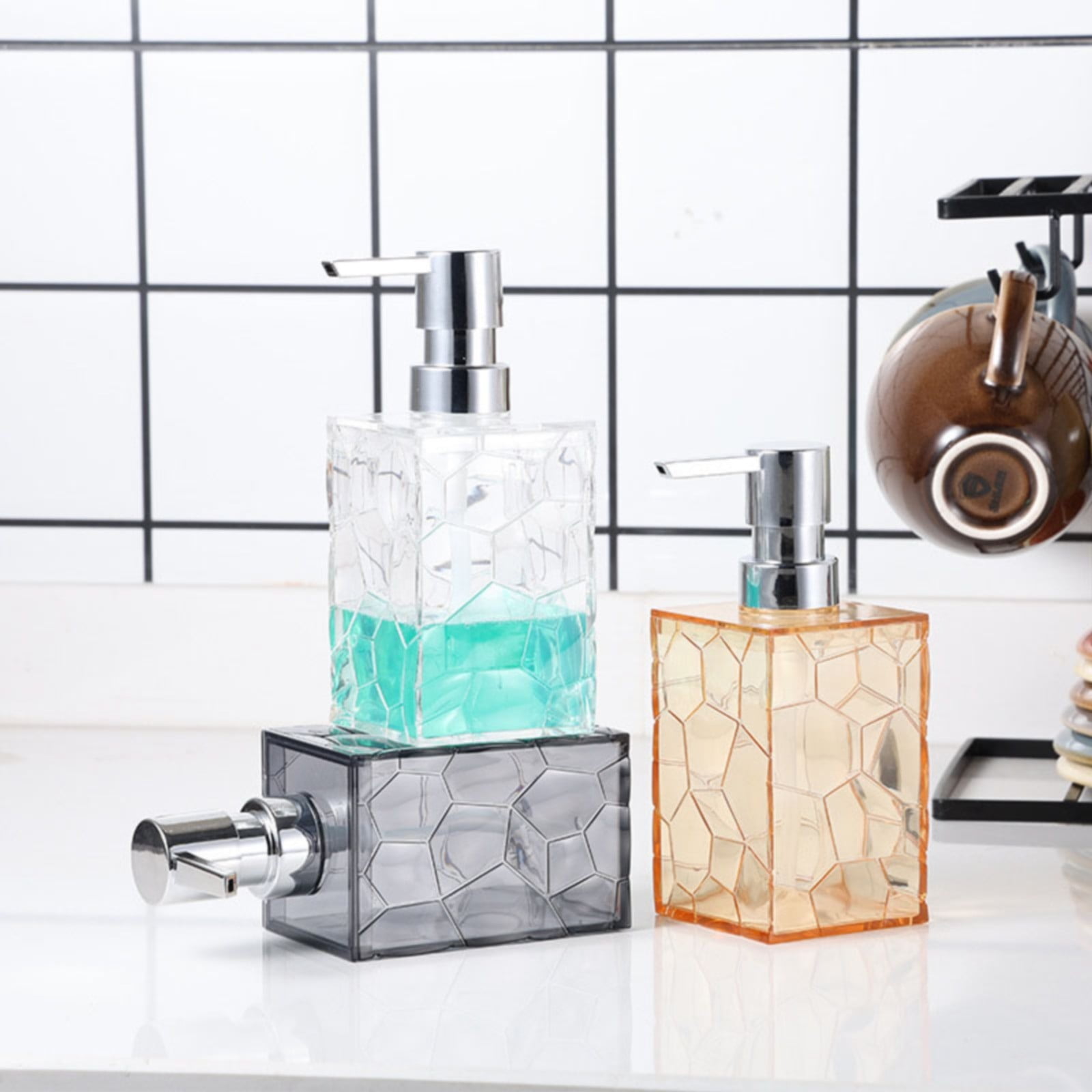Foldable And Dustpan Set 2 Pack Proof Clear Soap Dispenser Acrylic Plastic Hand Soap Lotion Dispenser Set For Bathroom Decor Kitchen College Dorm