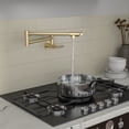 thumbnail image 2 of Kichae Brass Kitchen Faucet，Gold Folding Stretchable Double Joint Swing Arm Pot Filler Faucet with Single Hole 2 Handles, 2 of 8