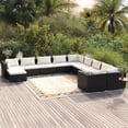 thumbnail image 1 of vidaXL 11 Piece Garden Lounge Set with Cushions Poly Rattan Black, 1 of 5