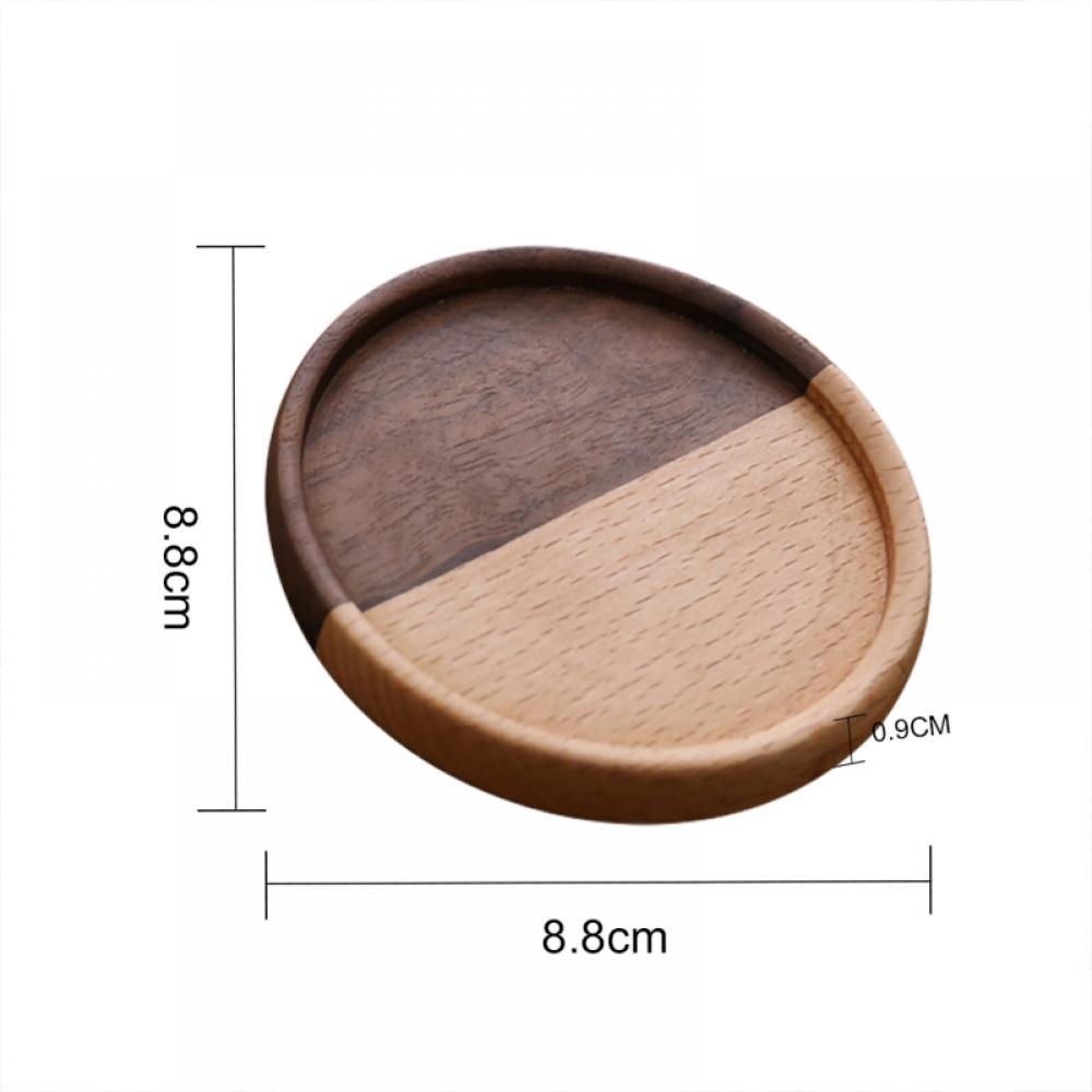 Crowdstage Round Wooden Drink Coasters Tea Coffee Cup Pads Placemats Decor Durable Heat Resistant Drink Mat Coaster (plate) - image 3 of 8