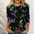 thumbnail image 2 of PMUYBHF Hauts pour Femmes Col Rond Manches Trois-Quarts Blouse Confortable à Imprimé Floral T-Shirts 835 m, 2 of 4