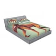thumbnail image 3 of Ambesonne Geometric Fitted Sheet & Pillow Sham Set, Polygonal Wild Monkey, Twin, Forest Green Orange, 3 of 3