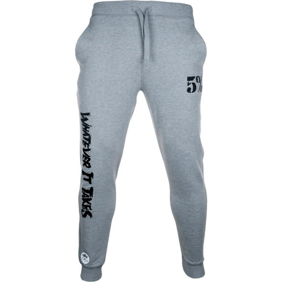 5% Nutrition Rich Piana WHATEVER IT TAKES Mens Joggers with Pockets, Men's Athletic Pants, Cotton Sweatpants Workout Track Pants for Men Running, Lounging, Bodybuilding - Medium, Gray