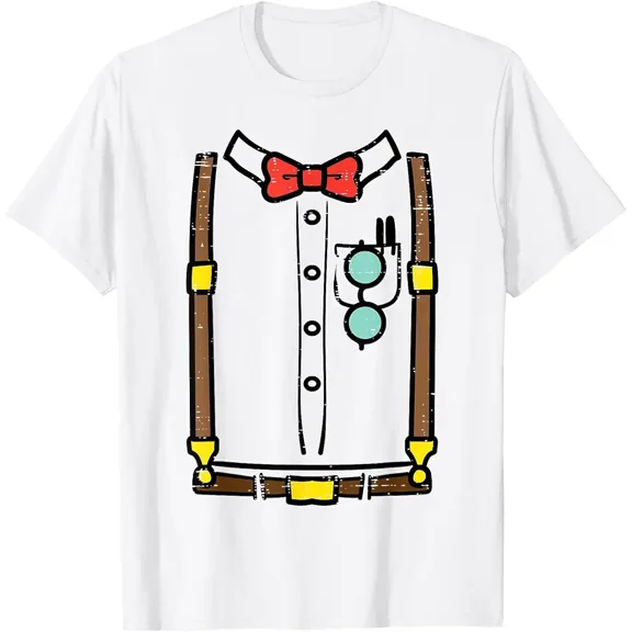 Nerd Suspenders Bowtie Costume Funny Halloween Men Boys Kids T-Shirt