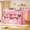 Pink, variant on Twin Low Loft Bed with LED Light, 5 Drawers & Storage Shelves, Metal Frame with Stairs, Safety Guardrail, Space-Saving Design, Pink