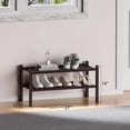 thumbnail image 3 of 3 Tier Bamboo Shoe Rack For Closet Free Standing Wood Shoe Shelf Storage Organizer For Entryway Small Space Stackable 27"X11"X20", 3 of 10