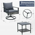 thumbnail image 4 of Ainfox Premium Patio Swivel Bistro Set,3-Piece Ourdoor Furniture Set,Wicker Rattan Coversation Rocking Chairs w/Glass Top Table & Cushions,Grey, 4 of 10