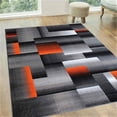 thumbnail image 5 of Electric Orange/Grey/Silver/Black/Abstract Area Rug Modern Contemporary Geometric Cube and square Design Pattern Carpet, 5 of 5