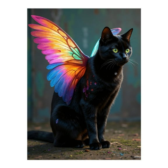 Diamond Art Kits for Adults, Fantasy Cat With Colorful Wings 5D Diamond Painting Kits for Adults Beginners, DIY Full Drill Diamond Painting, Gem Art and Crafts 12x16