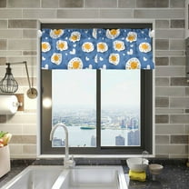 Yayeee Kitchen Valance Rod Pocket 54" x 18" Living Room Window Curtain, Cute Fried Eggs