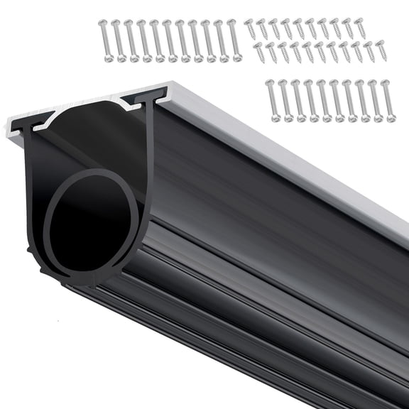 All-in-One Garage Door Seal Kit - 16 Ft Black Rubber Weather Stripping with Aluminum Track for Bottom & Sides