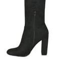 thumbnail image 2 of Delicious Women Over Knee Thigh High Boots Side Zipper Chunky Thick Heels Pointed-Toe KENNICE-H Black Suede 5.5, 2 of 4