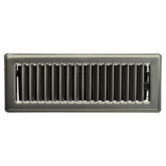 Imperial 3" x 10" Brushed Nickel Steel Floor Register, Louvered, 1-pk
