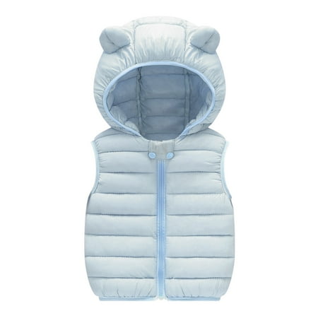 

Bear Hoods Coats for Kids Baby Boys Girls Zipper Winter Lightweight Cotton Jacket Toddlers Infant Thicken Waistcoat Vest