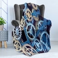 thumbnail image 4 of Clock Soft Flannel Fleece Blanket, Technology Clock Gears Steel Cogwheels Pattern Mechanical Theme Design Print, Cozy Plush for Indoor and Outdoor Use, 60" x 80", Blue and Sand Brown, by Ambesonne, 4 of 5