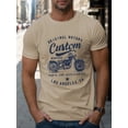 thumbnail image 3 of Men's 100% cotton fashionable casual loose oversized retro motorcycle pattern printed round neck short sleeved t-shirt, 3 of 9