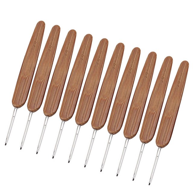 Billuyoard 10 Uds ganchos de ganchillo mango de bambú costura herramientas de bordado Type7 NO7