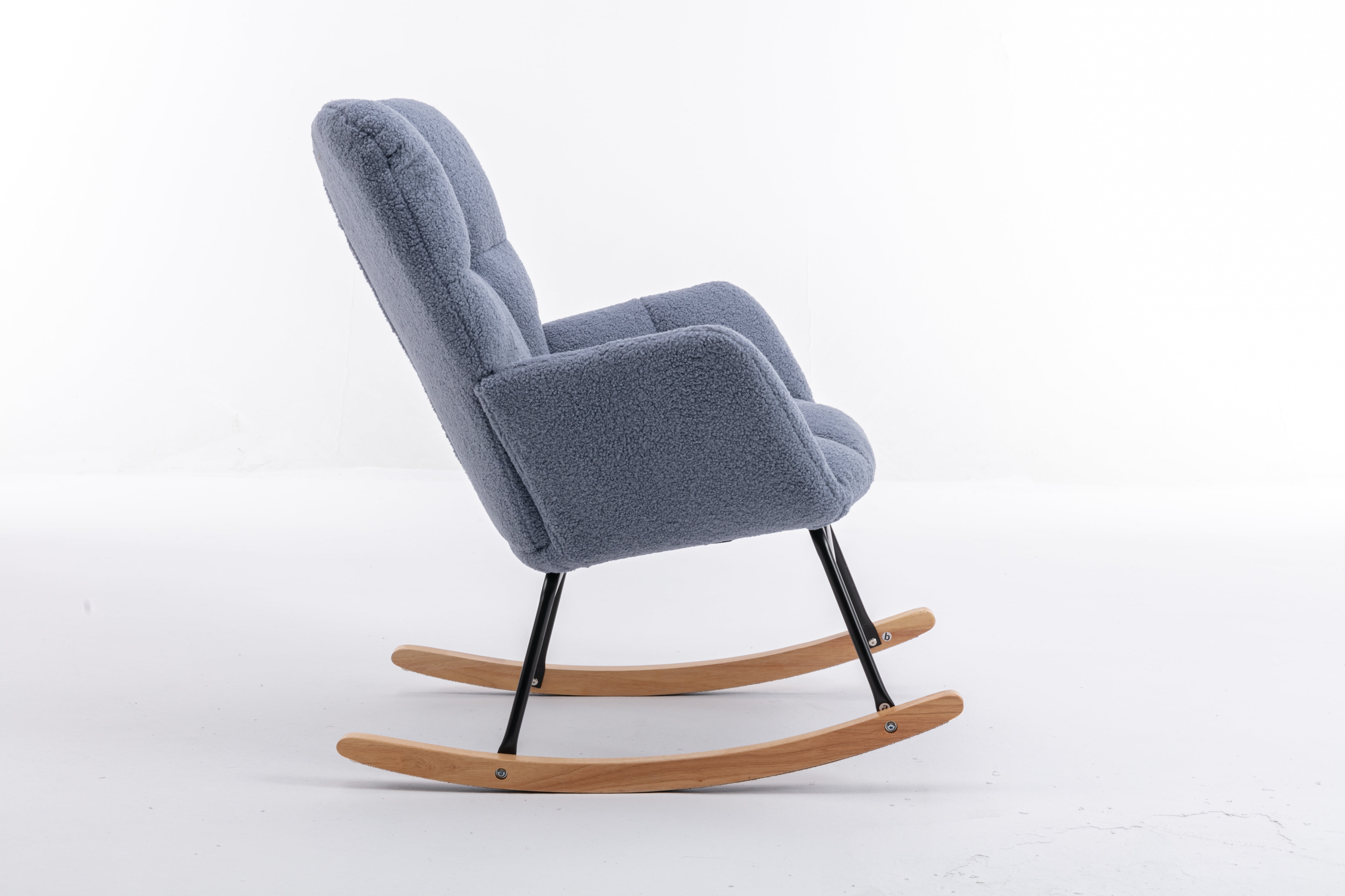 050-Teddy Fabric Rocking Gilder Nursery Chair For Living Room Indoor,Light Blue