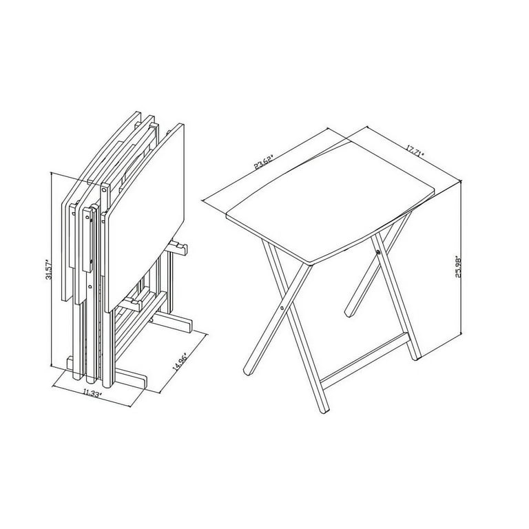 Mainstays 5 Piece Folding XL Oversized Tray Table Set Rustic Gray