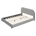 thumbnail image 4 of Queen Size Velvet Upholstered Platform Bed,Solid Frame and Stylish Curve-shaped Design, Gray, 4 of 9