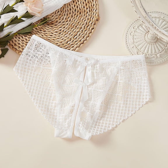 Lace Boyshorts Panties for Women Womens Thin Breathable Mesh Lace Briefs Cropping Hip Lifting Low Waist Underwear White XXL