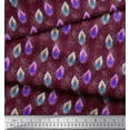 thumbnail image 3 of Soimoi Purple Silk Fabric Peacock Feather Print Fabric by Yard 42 Inch Wide, 3 of 3