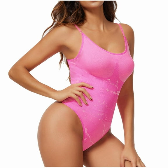 Gmluru Women's Bra Free Bodysuits Adjustable Shoulder Strap Tight Fitting Hip Lifting And Shaping Jumpsuit Pink Tummy Control Shapewear S-3XL