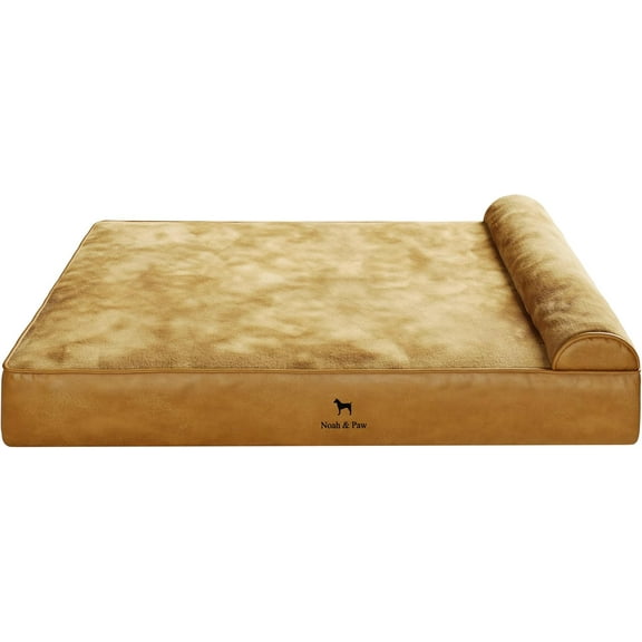 NOAH & PAW Giant Dog Bed XXL 55x45x11 Inch, Orthopedic Dog Beds, Eggshell Memory Foam Infused with Cooling Gel, Waterproof, Machine Washable, Includes Inner Cover (Vegan Leather)