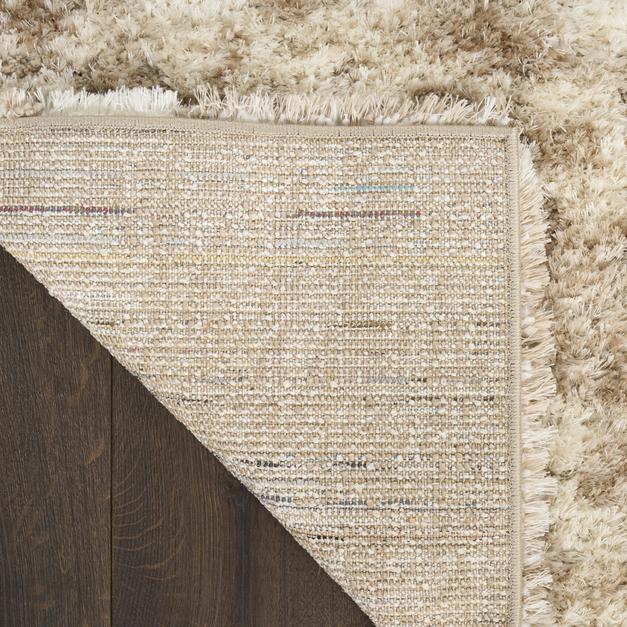 Nourison Luxurious Shag 7'10" x 9'10" Ivory Dark Beige Modern Indoor Rug