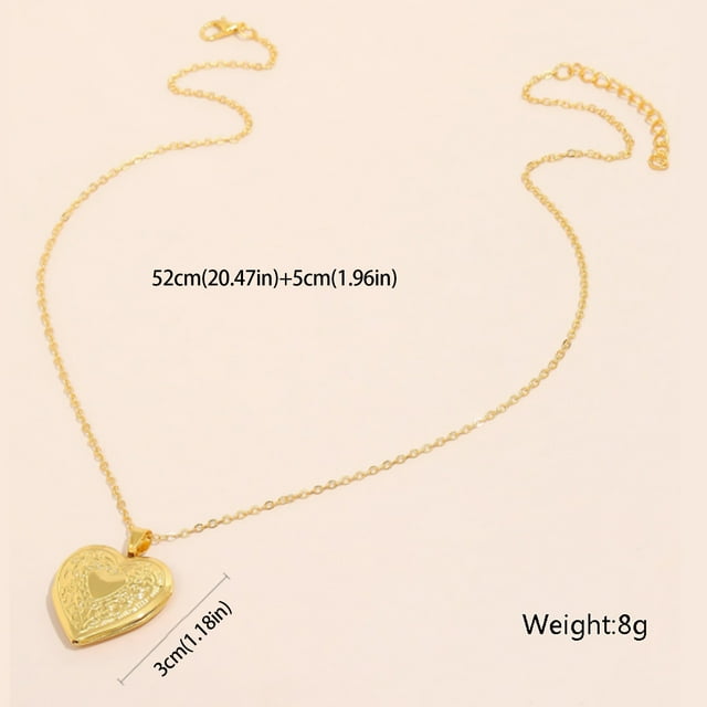 SIfdSeng Jewelers 14K Solid Yellow Gold 12Mm Enameled Roses Heart Locket Pendant- for Photos, Messages, Sentimental's