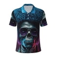 thumbnail image 2 of Daiia Punk Style Blue Haired Skull Pattern Men’s Polo Shirts,Solid Deck Shirt,Classic Fit, Breathable Cotton Polo for Casual and Sport Wear-X-Large, 2 of 7