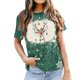 thumbnail image 4 of Fiudx Tops para Mujer Camiseta de Manga Corta con Cuello Redondo y Estampado Navideño a La Moda para Mujer, 4 of 4