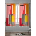 thumbnail image 4 of Pink Red Orange Curtains 63 Inch Length, Sheer Curtains for Bedroom Living Room Window Modern Abstract Oil Painted Geometric Rod Pocket Drapes Kitchen Curtains Small Half Window 42"x63" 2 Panels, 4 of 6