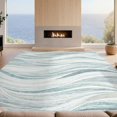 thumbnail image 2 of Design&I 8'x10' Washable Area Rug Sleek Flatweave Pet Friendly Ocean Themed Beachy Flowing Ripple Seaside Inspired Theme Nautical for King Size Bedroom, Under Bed, 2 of 7