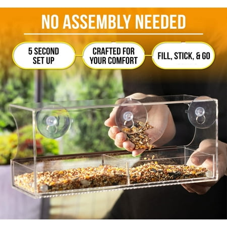 Nature’s Hangout Clear Suction Cup Window Bird Feeder for Wild Birds