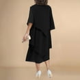 thumbnail image 5 of QHFBli Women's Chiffon Dresses 3/4 Bell Sleeve Crewneck Tiered Layered Flowy Dress Party Wedding Outfits, 5 of 6