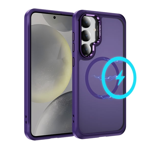 Strong Magnetic Case for Samsung Galaxy S26, Compatible with MagSafe, Luxury Translucent Slim Thin Military-Grade Protection Shockproof Lightweight Phone Case for Galaxy S26, Purple
