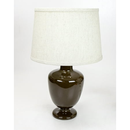 Madeleine Table Lamp Base by Laura Ashley with Hardback Shallow Drum Textured Shade