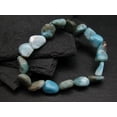 thumbnail image 2 of Natural Larimar 8-12mm Tumble Shape Smooth Cut Beads Stretchable Bracelet for Men & Women., 2 of 3