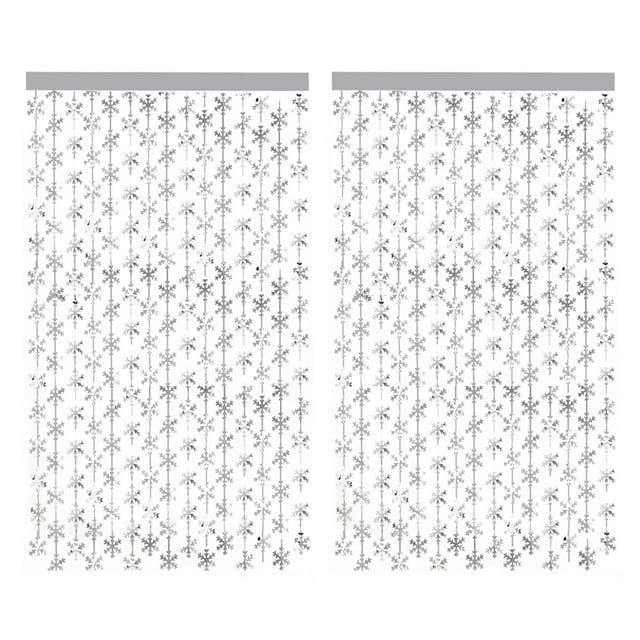 Cortinas con flecos de papel de aluminio de copo de nieve, flecos metálicos brillantes para decoración de fiesta de cumpleaños de niña, 2 uds.