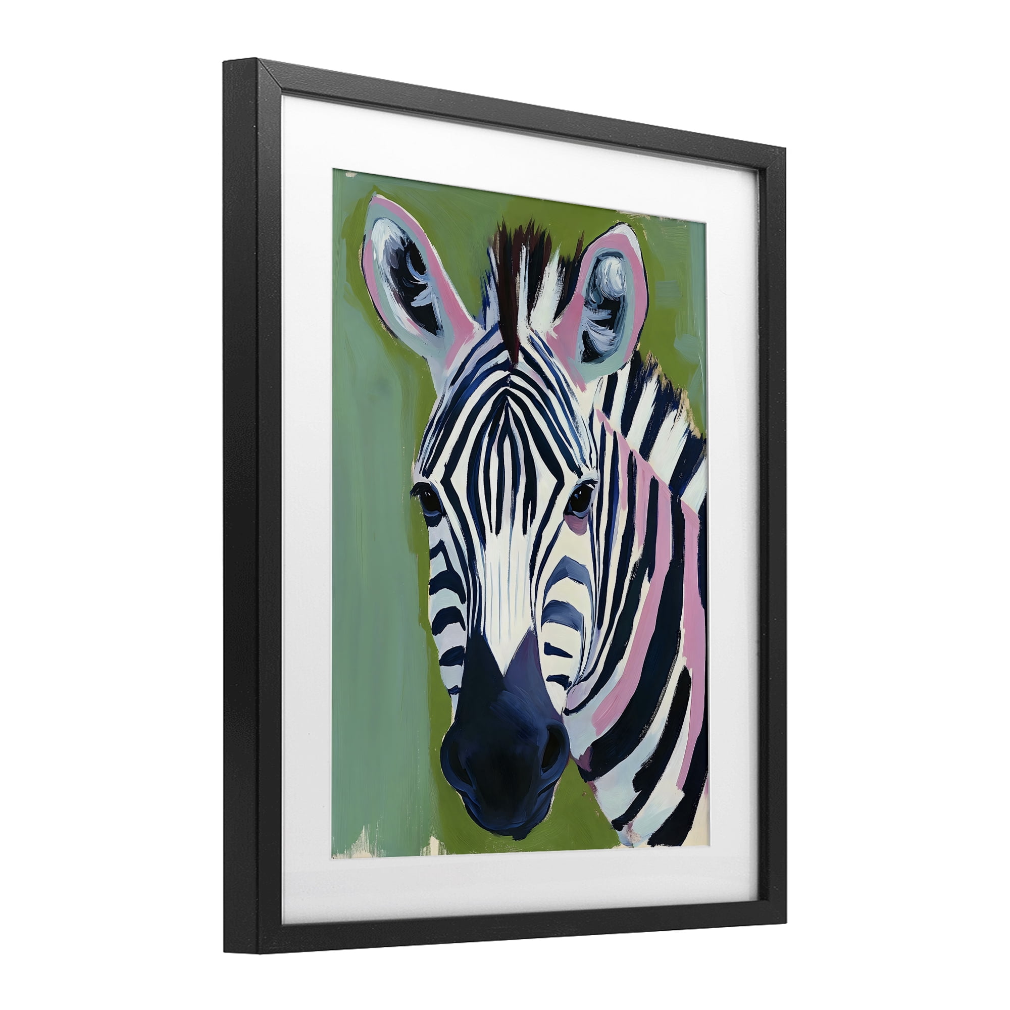 Stupell Industries Funky Zebra over Green Black Framed Print Under Glass, design by The Prints Vibe