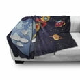 thumbnail image 3 of Outer Space Soft Flannel Fleece Throw Blanket, Rocket on Planetary System Earth Stars Ufo Saturn Sun Galaxy Boys Print, Cozy Plush for Indoor and Outdoor Use, 70" x 90", Multicolor, by Ambesonne, 3 of 6