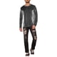 thumbnail image 2 of Camiseta de manga larga INSPIRE CHIC de malla transparente para hombres, camiseta de fiesta de club, color plateado, 2 of 6