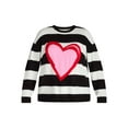 thumbnail image 5 of 99 Jane Street Women’s and Women's Plus Striped Sweater with Heart Design, Sizes XS-4X, 5 of 6