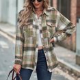 thumbnail image 6 of Feancey Women's Button Down Shirts Long Sleeve Plaid Shacket Lightweight Casual Gingham Shirt Dressy Trendy Going Out Blouses with Pockets Green XL, 6 of 7