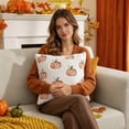 thumbnail image 4 of 18X18 Inch Pumpkin Throw Pillow Cover Embroidered Soft Plush Throw Pillow for Couch Fall Halloween Decor Beige 1 Piece, 4 of 6