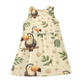 thumbnail image 3 of Girls Dress Parrot on The Tree Sleeveless Dress for Girls Hem A-Line Casual Sundress, 3 of 7