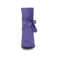 thumbnail image 2 of BLISSFUL STEP Women's Slouch Boots Ankle-High Block Heel Bow Decor Boots Dark Purple 8.5, 2 of 7