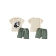 thumbnail image 2 of BemeyourBBs Toddler Baby Boy Football Outfit Infant Baby Boys Summer Clothes Short Sleeve Soccer Graphic T-Shirt and Solid Color Drawstring Pockets Shorts Set Toddler Boys Summer Outfit, 2 of 9